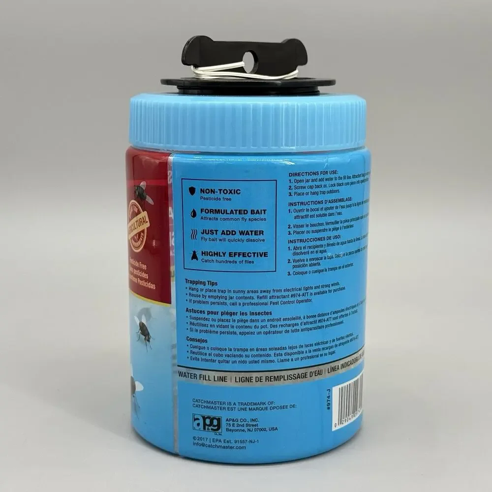 Catchmaster Outdoor Fly Traps 2-Pack w/ Airlock Lid No Mess Disposal Reusable